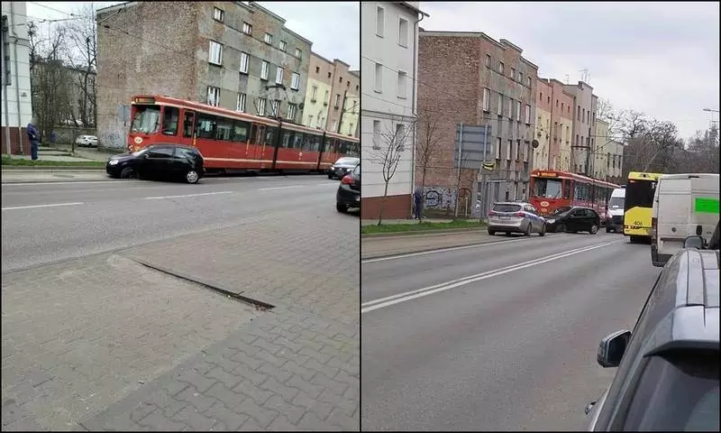 Zderzenie tramwaju z samochodem osobowym w Nowym Bytomiu